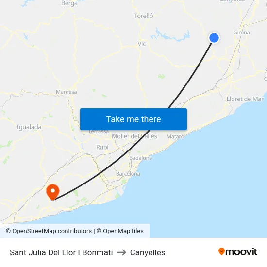Sant Julià Del Llor I Bonmatí to Canyelles map