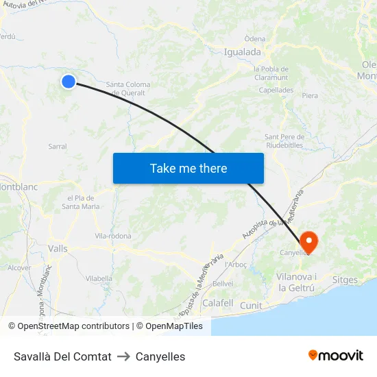 Savallà Del Comtat to Canyelles map