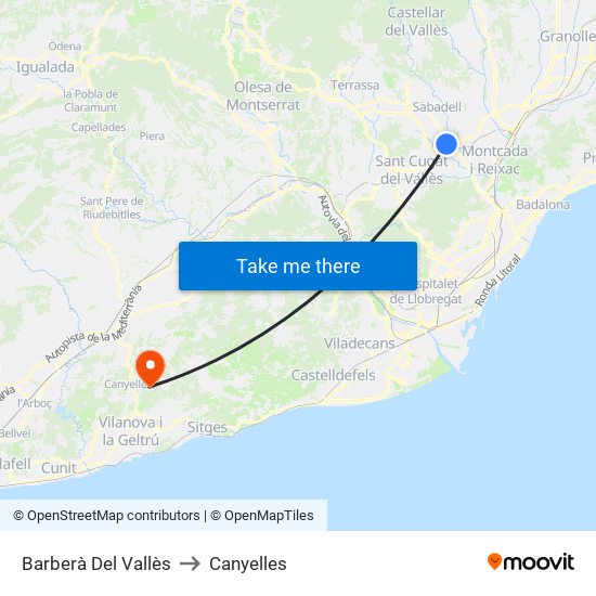 Barberà Del Vallès to Canyelles map