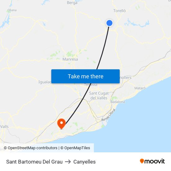 Sant Bartomeu Del Grau to Canyelles map