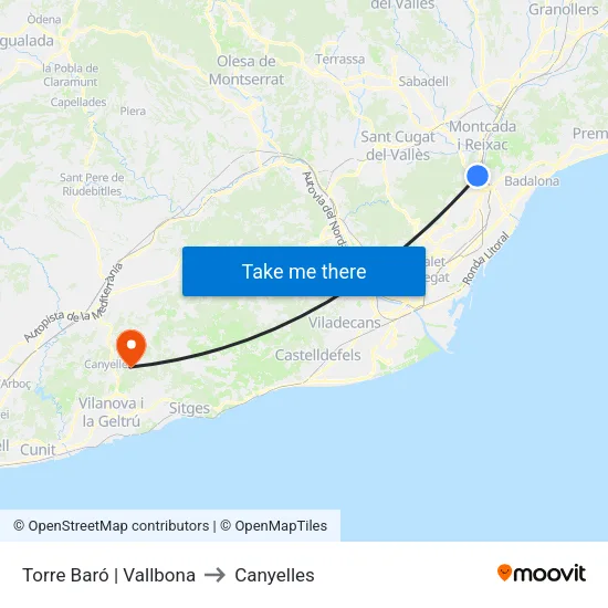 Torre Baró | Vallbona to Canyelles map