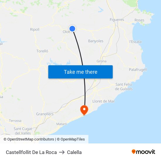 Castellfollit De La Roca to Calella map