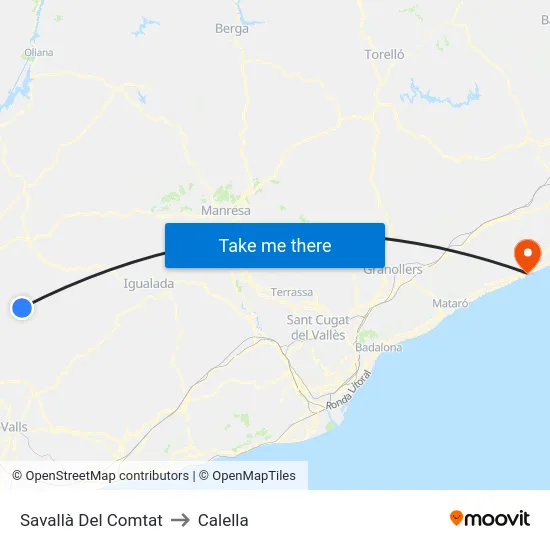 Savallà Del Comtat to Calella map