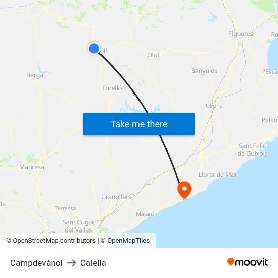 Campdevànol to Calella map