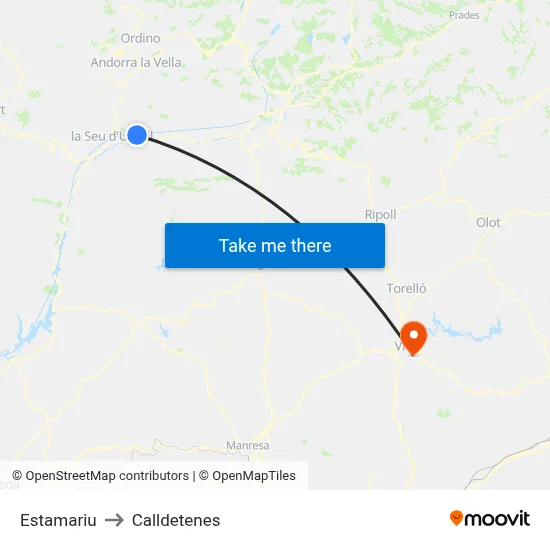 Estamariu to Calldetenes map