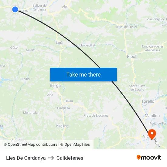 Lles De Cerdanya to Calldetenes map