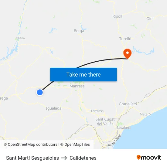 Sant Martí Sesgueioles to Calldetenes map