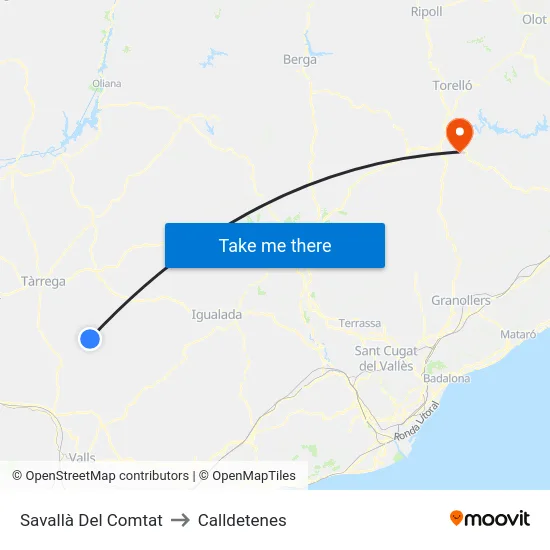 Savallà Del Comtat to Calldetenes map