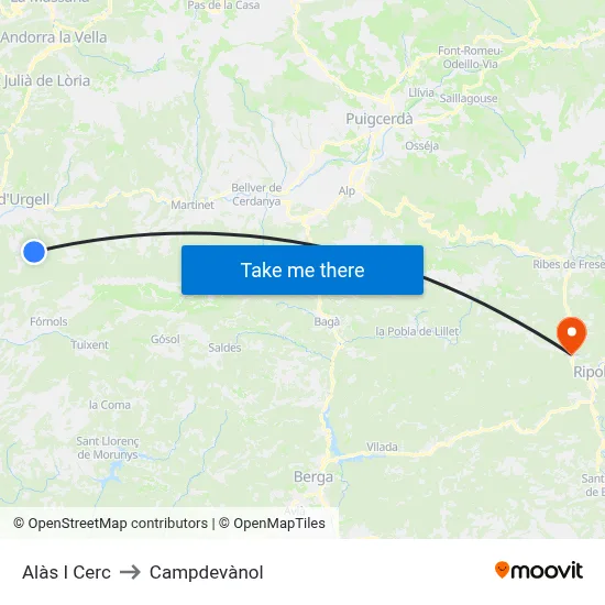 Alàs I Cerc to Campdevànol map