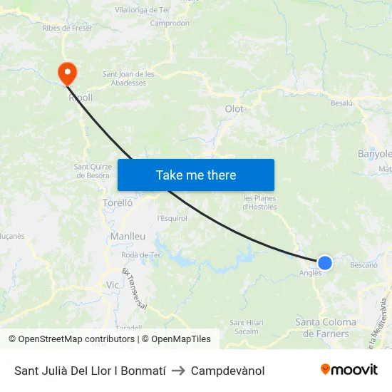 Sant Julià Del Llor I Bonmatí to Campdevànol map