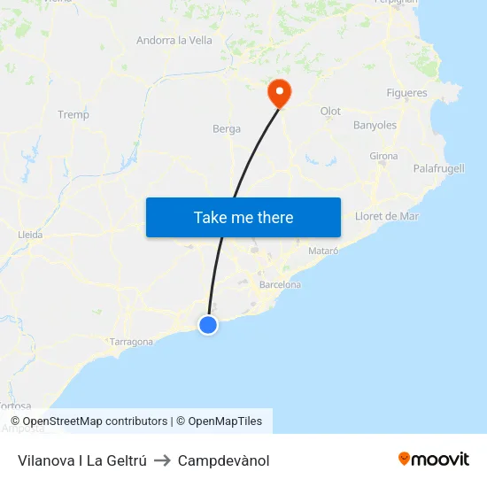 Vilanova I La Geltrú to Campdevànol map
