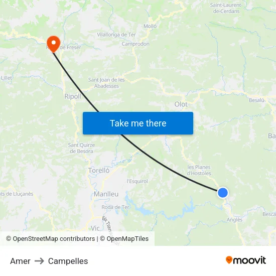 Amer to Campelles map