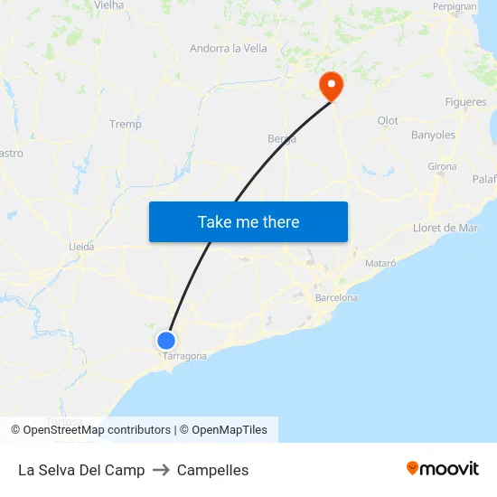 La Selva Del Camp to Campelles map