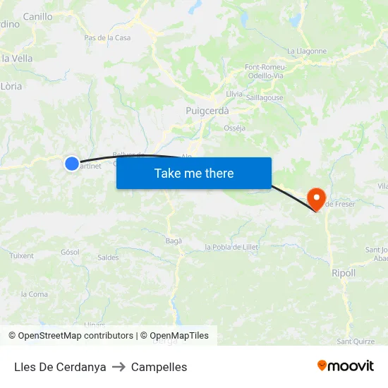 Lles De Cerdanya to Campelles map