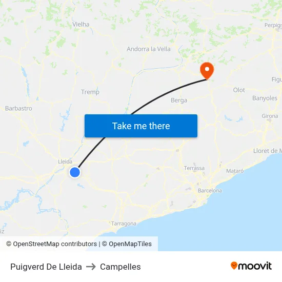 Puigverd De Lleida to Campelles map