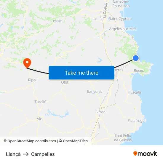 Llançà to Campelles map