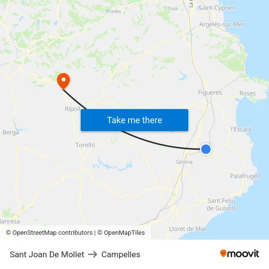 Sant Joan De Mollet to Campelles map