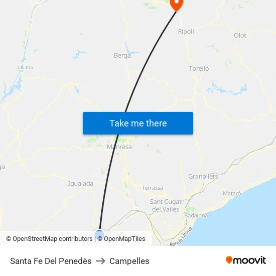 Santa Fe Del Penedès to Campelles map