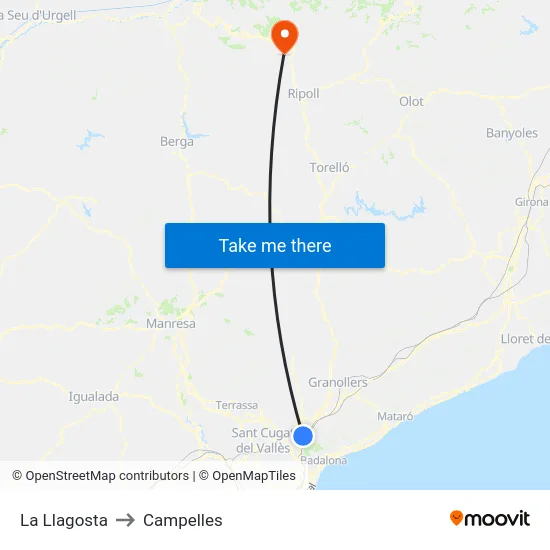 La Llagosta to Campelles map