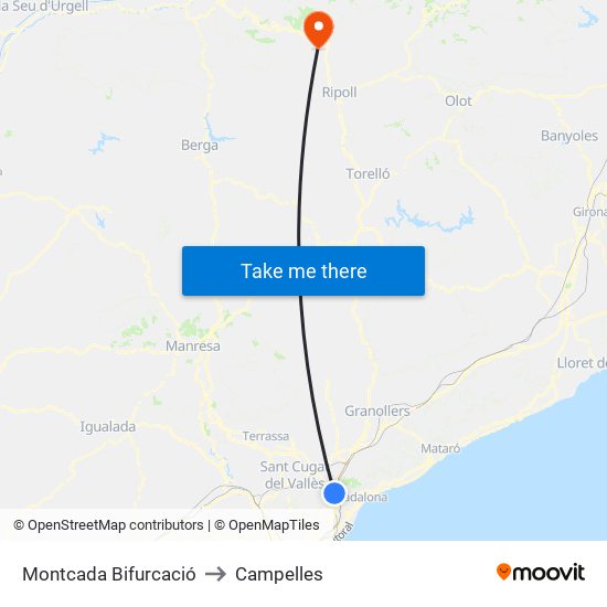 Montcada Bifurcació to Campelles map