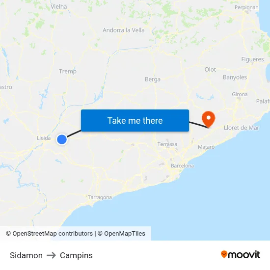 Sidamon to Campins map