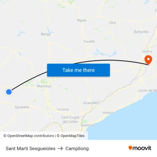 Sant Martí Sesgueioles to Campllong map
