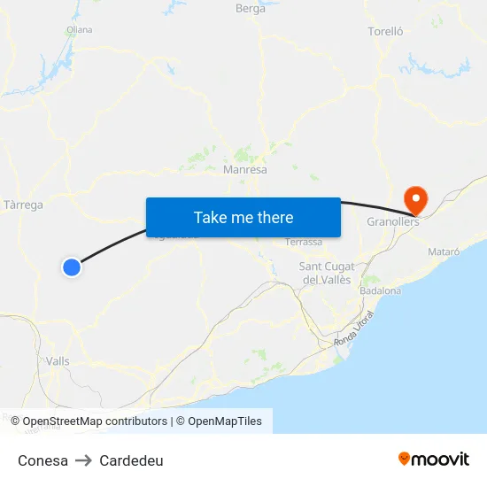 Conesa to Cardedeu map