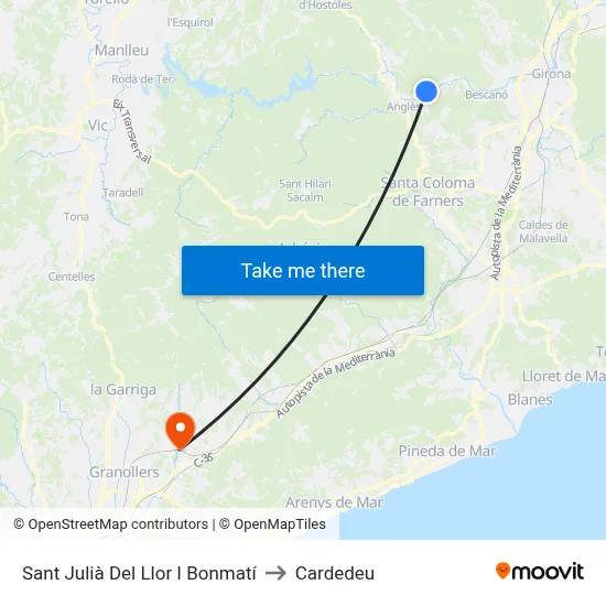 Sant Julià Del Llor I Bonmatí to Cardedeu map