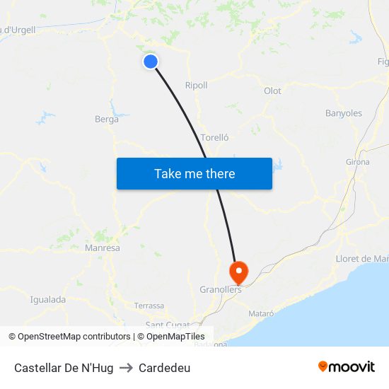 Castellar De N'Hug to Cardedeu map
