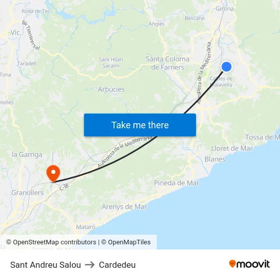 Sant Andreu Salou to Cardedeu map