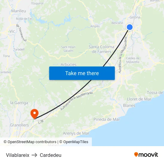 Vilablareix to Cardedeu map