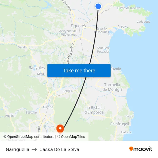 Garriguella to Cassà De La Selva map