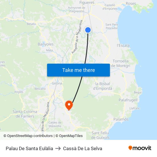 Palau De Santa Eulàlia to Cassà De La Selva map