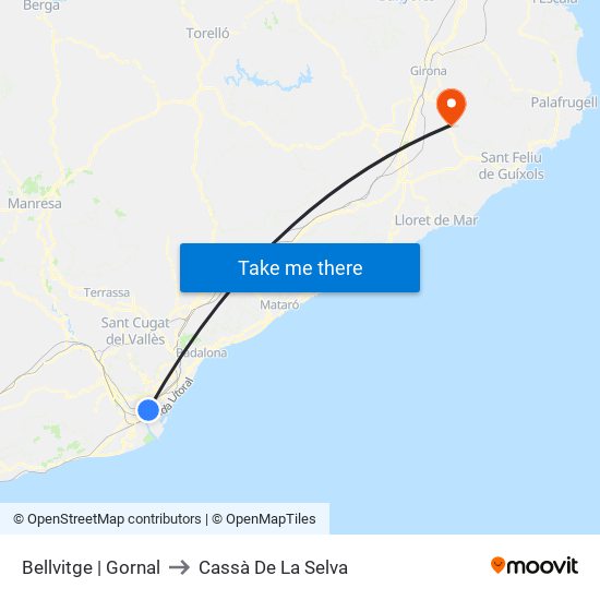 Bellvitge | Gornal to Cassà De La Selva map