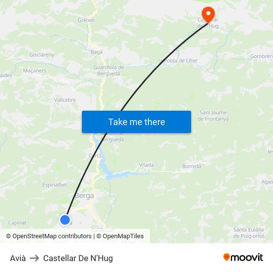 Avià to Castellar De N'Hug map