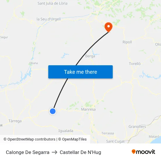 Calonge De Segarra to Castellar De N'Hug map