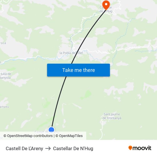 Castell De L'Areny to Castellar De N'Hug map