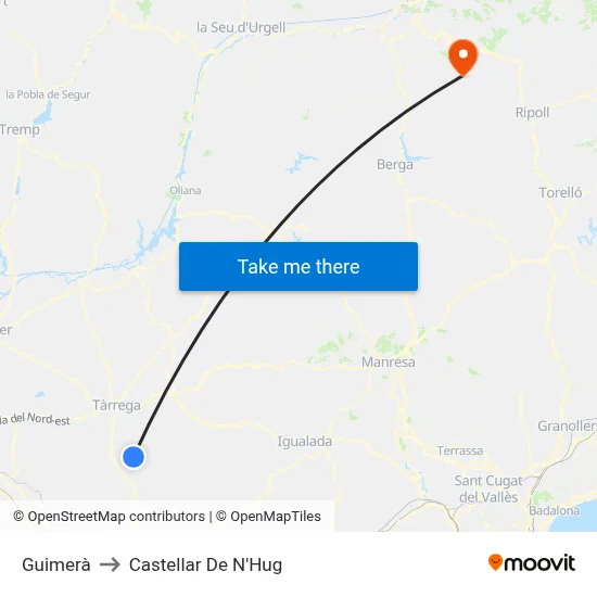 Guimerà to Castellar De N'Hug map