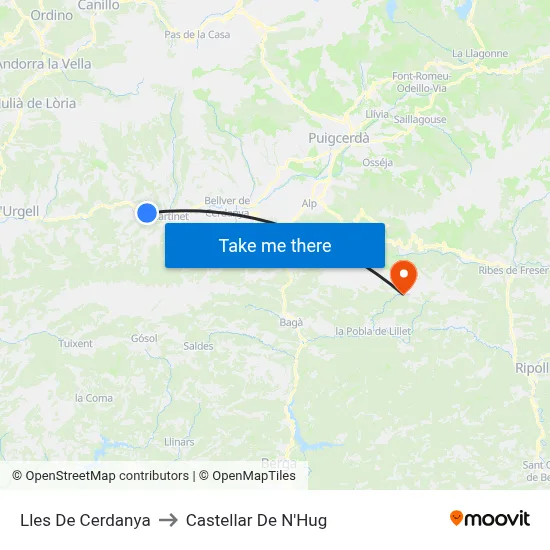 Lles De Cerdanya to Castellar De N'Hug map