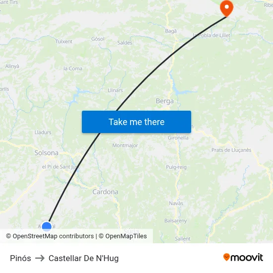 Pinós to Castellar De N'Hug map
