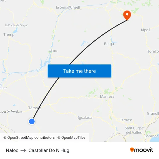 Nalec to Castellar De N'Hug map