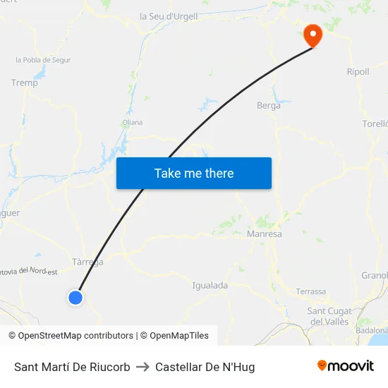 Sant Martí De Riucorb to Castellar De N'Hug map