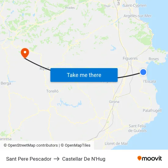 Sant Pere Pescador to Castellar De N'Hug map