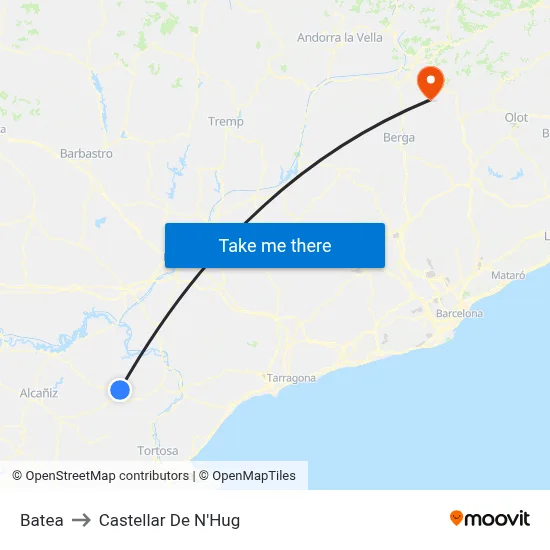 Batea to Castellar De N'Hug map