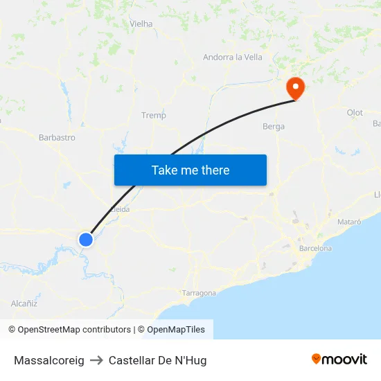 Massalcoreig to Castellar De N'Hug map