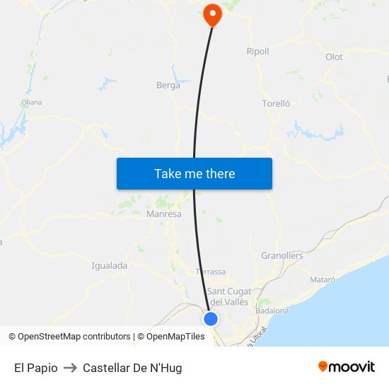 El Papio to Castellar De N'Hug map