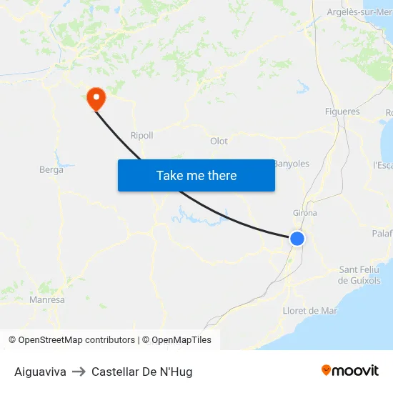 Aiguaviva to Castellar De N'Hug map