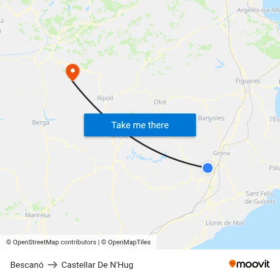 Bescanó to Castellar De N'Hug map