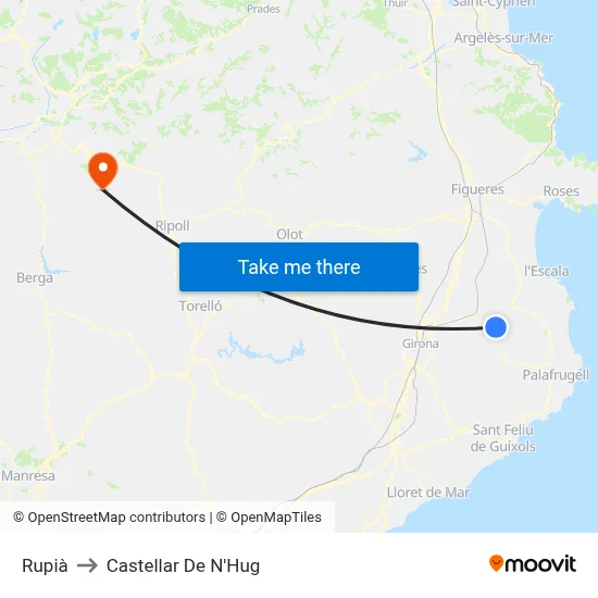 Rupià to Castellar De N'Hug map