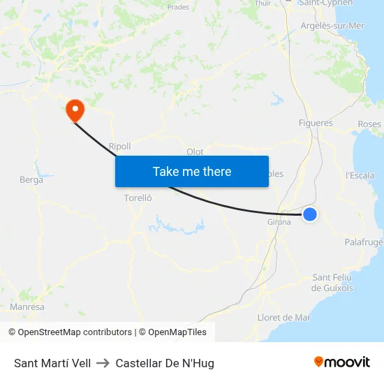 Sant Martí Vell to Castellar De N'Hug map